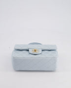 *HOT* Chanel Baby Blue Mini Rectangular Top Handle Bag in Lambskin Leather with Champagne Gold Hardware