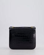 *STORE FRESH* Hermès Mini Constance 18cm Bag in Noir Shiny Alligator Mississippiensis Leather with Gold Hardware