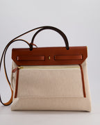 *HOT* Hermès Herbag Zip Retourne 31 Brides De Gala Bag in Rouge H & Ecru Toille H Canvas, Rouge H Vache Hunter Leather with Gold Hardware