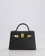 Hermès Mini Kelly II 20cm Bag In Vert Mangrove Epsom Leather with Gold Hardware