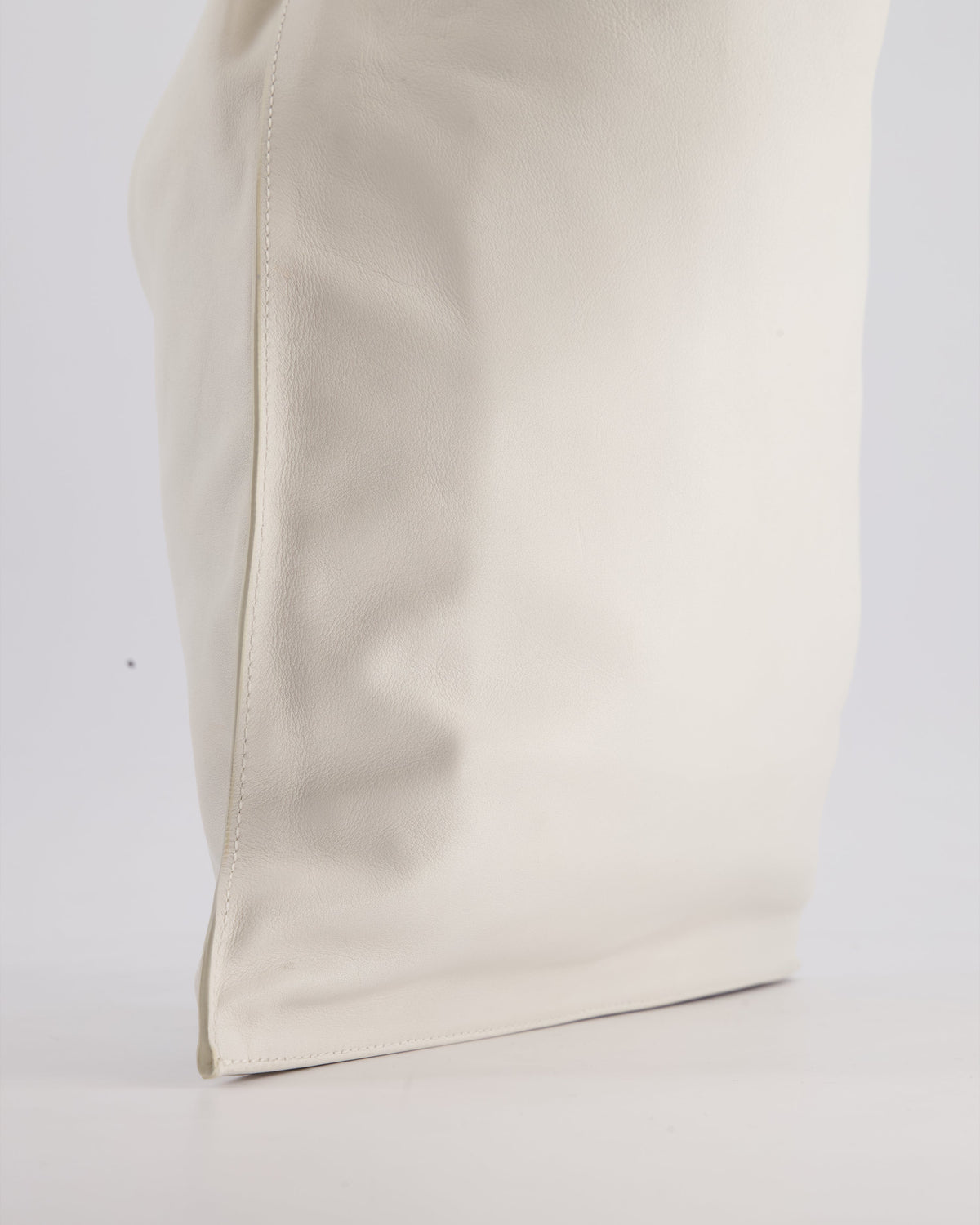 Bottega Veneta Large White Calfskin Leather Knot Clutch Bag