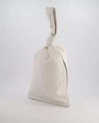 Bottega Veneta Large White Calfskin Leather Knot Clutch Bag