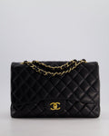 Chanel Black Jumbo Classic Single Flap Bag in Lambskin Leather with Gold Hardware