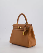 Hermès Kelly 25cm Retourne Bag in Gold Swift Leather with Gold Hardware
