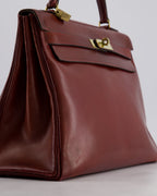 *FIRE PRICE* Hermès Vintage Kelly 32cm Bag in Rouge H Box Leather with Gold Hardware