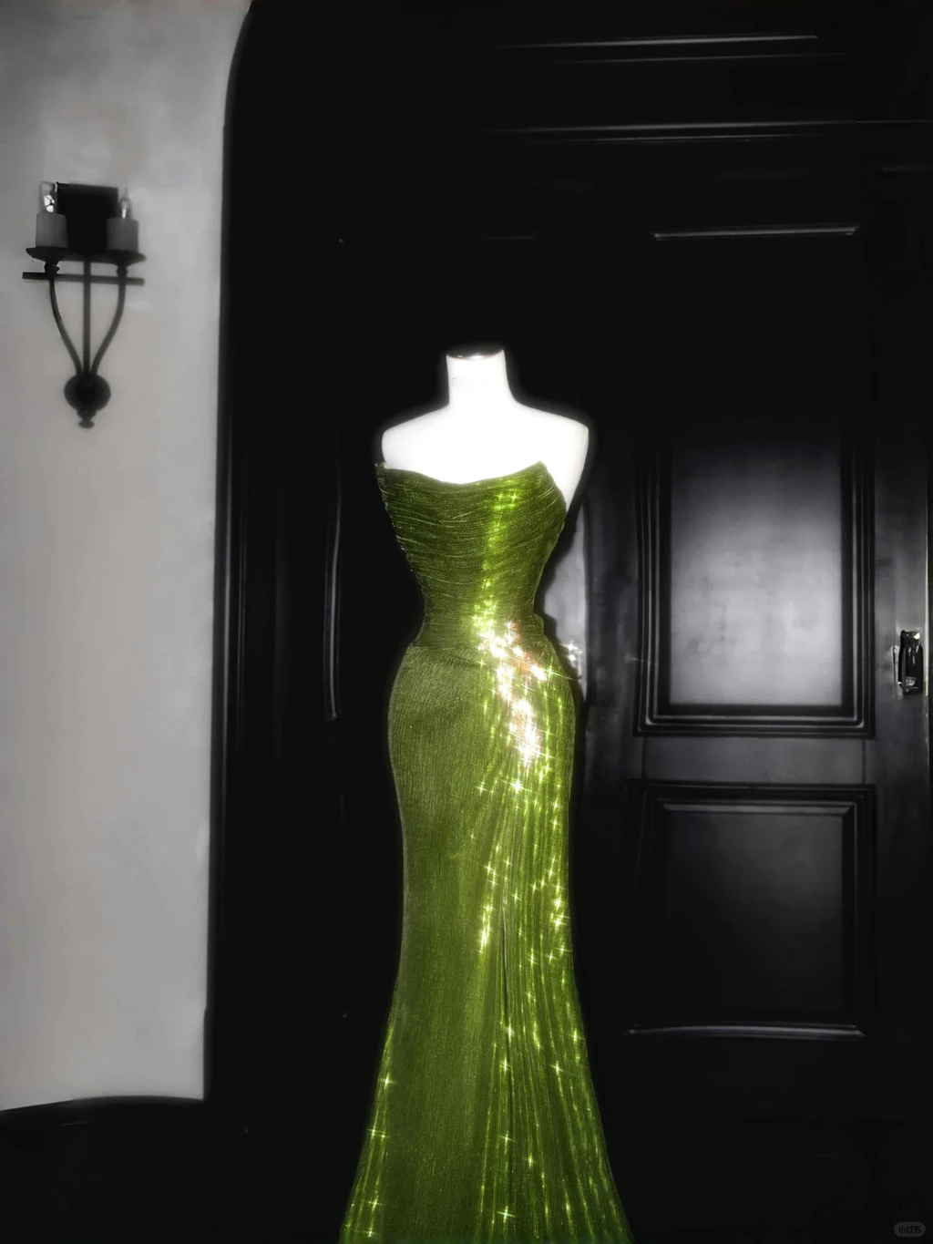 Unique Strapless Green Sequin Prom Dress,Long Mermaid Evening Dress Y8659