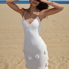 Pretty Spaghetti Straps White Mermaid Long Party Dress Birthday Prom Gown SP1271