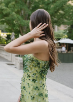 Gorgeous Mint Green Spaghetti Straps Satin Beaded Long Evening Dress Prom Gown SP837
