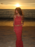 Sexy Red Two Piece Ruffle Party Gown,Halter Backless Evening Dress Y8734