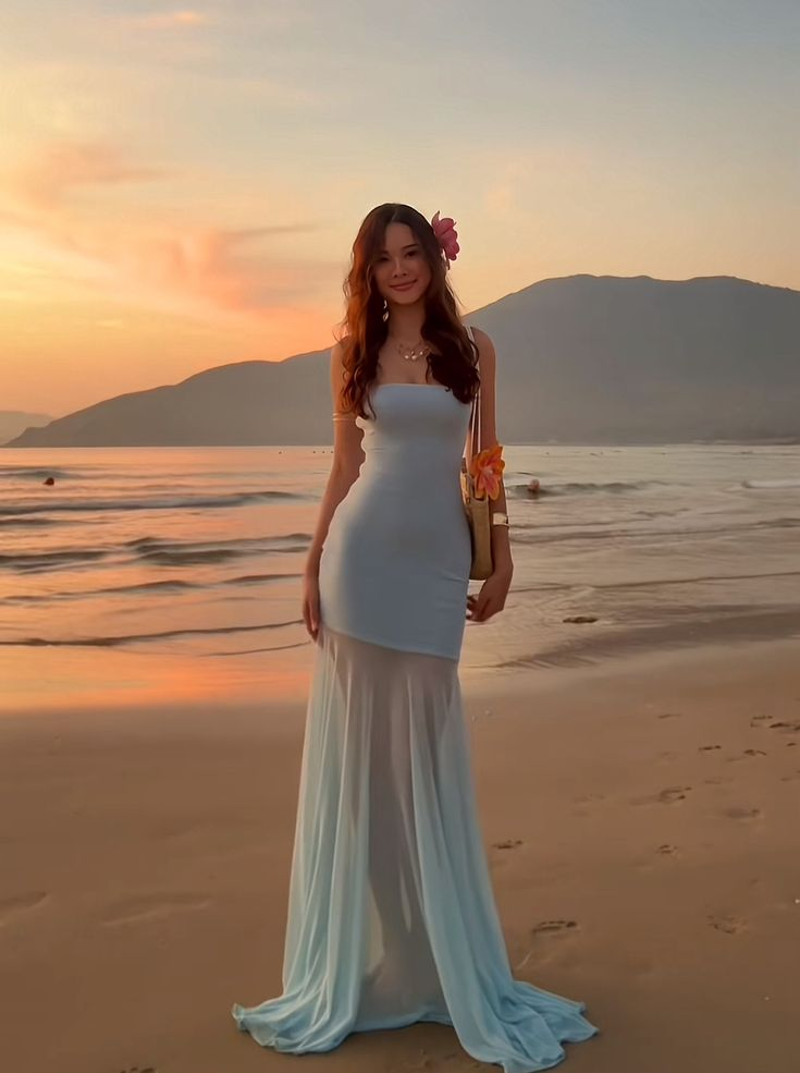 Classy Blue Strapless Chiffon Mermaid Long evening Dress birthday Prom Dresses SP1288