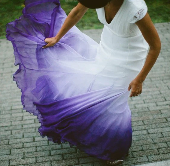 V neck Ombre Formal Prom Dress A Line Wedding Dress Party Gown