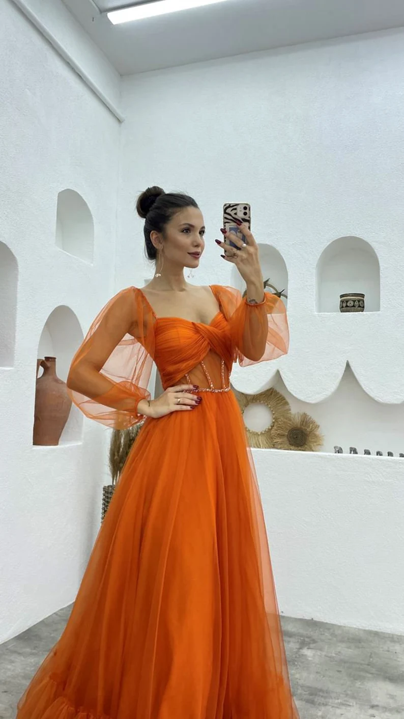 Prom dress fairy corset burnt orange prom dress photoshoot dress prom ball gown