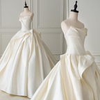 Ivory Wedding Dress Satin Wedding Dress Ball Gown Wedding Dresses