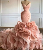 Ruffle rose mermaid wedding dress bridal gown