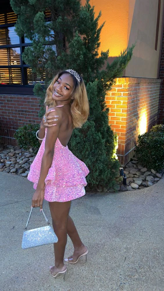 Sexy Short Homecoming Dresses 16th birthday outfit pink black girl hoco dress Cocktail Dress     cg24899