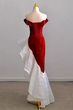 Mermaid Off the Shoulder Prom Gown with Sequins Sparkly Formal Dresses