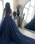 A line Embroidery Sequins Beaded Cocktail Ball gown Evenning Dress Formal Occasion Party for Women
