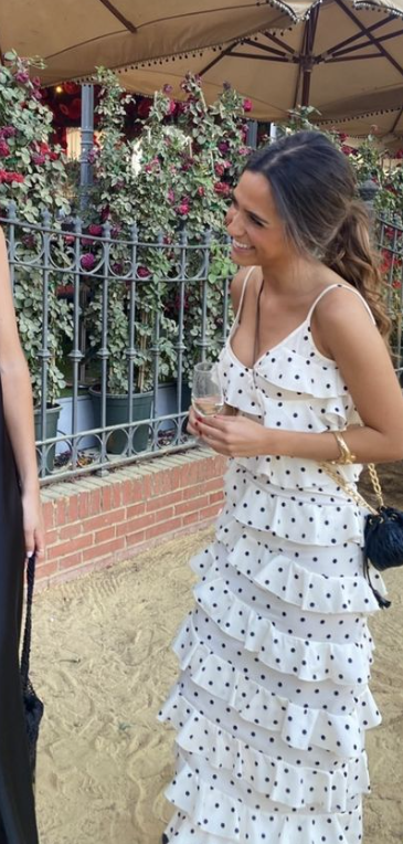 Spaghetti Straps Polka Dots Prom Dress Long Evening Gown