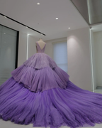 A Line Ball Gown Gorgeous Dresses Sparkly Tulle Dress Formal Dresses Tiered Ruffles Classy Celebrity Dress