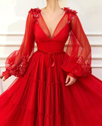 Red Long prom dress Evening Gown Party Dress