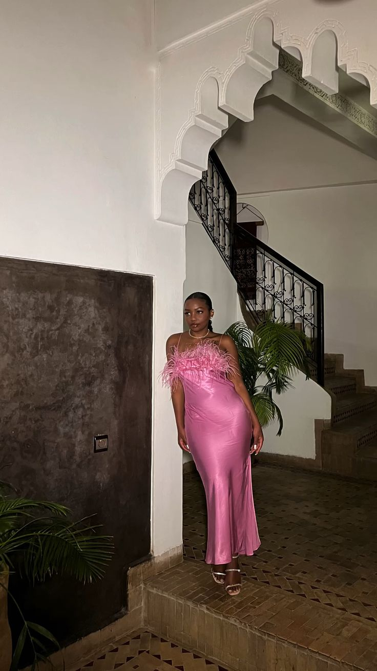 Classy Pink Evening Dress,Pink Formal Gown  cc769