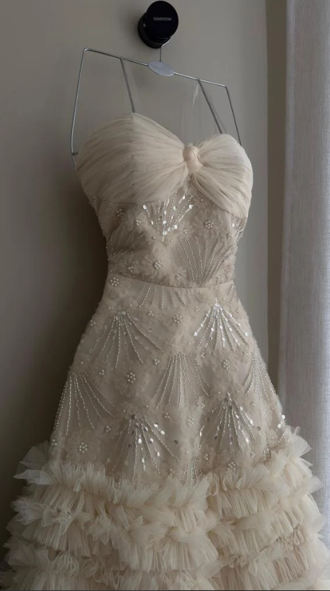 Elegant Sweetheart Neck Pink Sequin Tulle Lace Pleated Mermaid Long Party Dress Evening Gown
