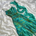 Unique Green Chiffon Beaded Ruffles Long Birthday Party Dress Prom Dress Y9741