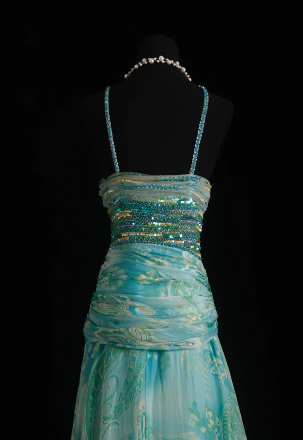 Classy Mint Green Chiffon Print Floral Beaded Mermaid Long Party Dress Formal Birthday Evening Gown