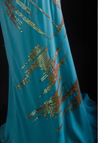Unique Sleeveless Blue Satin Sequin Mermaid Evening Dress Long Birthday Party Dress Prom Gown