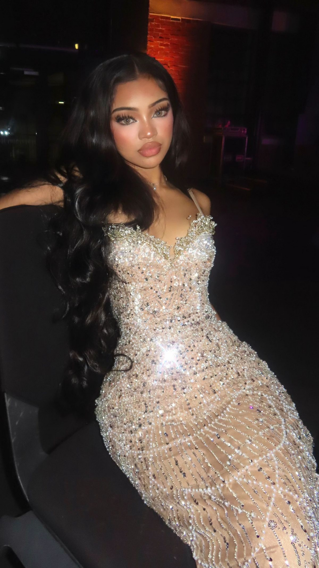 Gorgeous Spaghetti Straps Champagne Sequin Beaded Mermaid Prom Dress Long Evening Gown