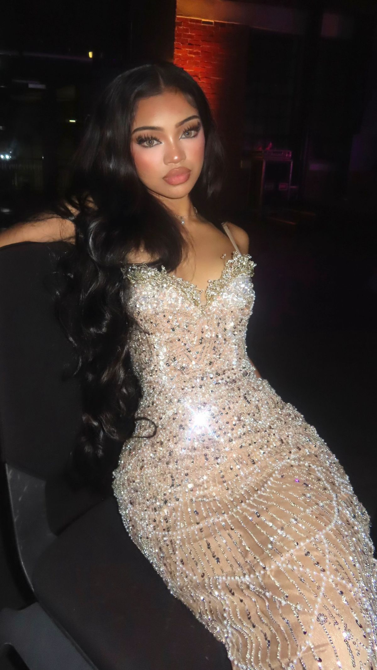 Gorgeous Spaghetti Straps Champagne Sequin Beaded Mermaid Prom Dress Long Evening Gown