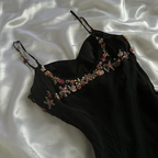 Charming Black Spaghetti Straps Chiffon Appliques Mermaid Party Dress Evening Gown Y9743