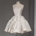 Simple Ball Gown Straps Satin White Short 16th Birthday Dresses