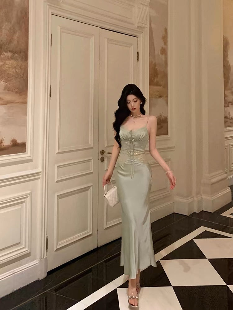 Sexy Sheath Spaghetti Straps Green Prom Dresses Birthday Outfits Evening Gown