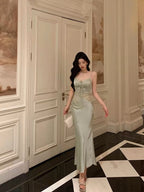 Sexy Sheath Spaghetti Straps Green Prom Dresses Birthday Outfits Evening Gown