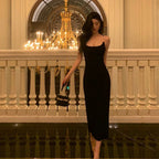 Sexy Sheath Spaghetti Straps Black Prom Dresses Birthday Outfits Evening Gown