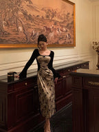 Sexy French A Line Square Neckline Velvet Black Prom Dresses Birthday Outfits Evening Gown
