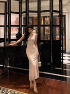 Sexy French Mermaid Square Neckline Lace White Prom Dresses Birthday Outfits Evening Gown
