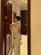 Classy Sheath High Neckline Velvet Flora Prom Dresses Birthday Outfits Evening Gown