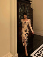 Classy Sheath Sweetheart Floral Satin Prom Dresses Birthday Outfits Evening Gown
