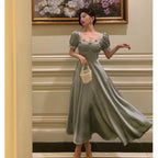 Classy A Line Sweetheart Blue Satin Prom Dresses Birthday Outfits Evening Gown