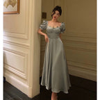 Classy A Line Sweetheart Blue Satin Prom Dresses Birthday Outfits Evening Gown
