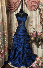 Vintage Style Ball Gown Sweetheart Prom Dresses Long Evening Gown Navy Blue Formal Party Dress