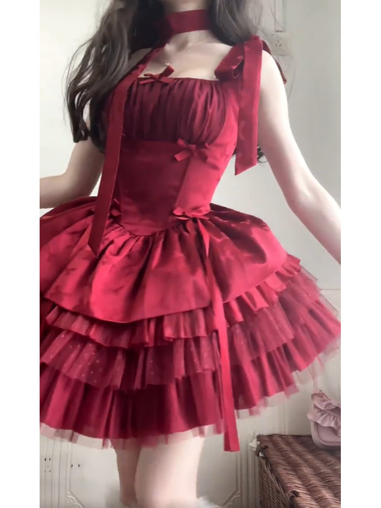 Sexy French Ball Gown Spaghetti Straps Holiday Dress Burgundy Birthday Dresses Birthday Outfits