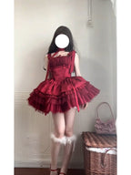 Sexy French Ball Gown Spaghetti Straps Holiday Dress Burgundy Birthday Dresses Birthday Outfits