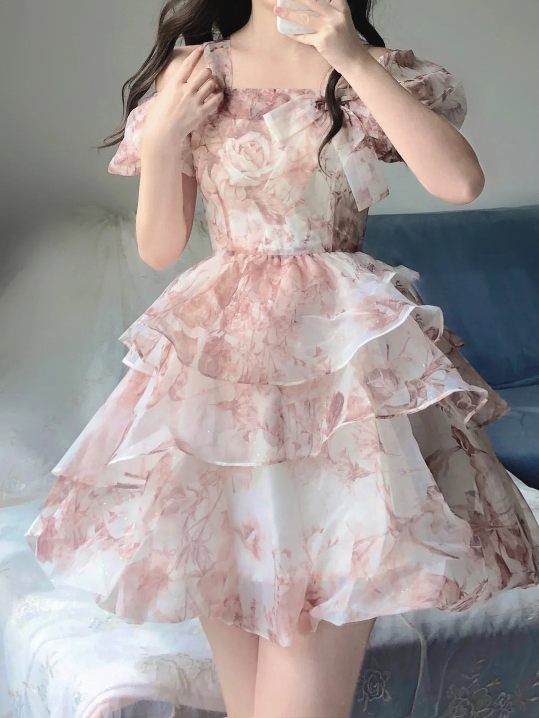 Sexy French Ball Gown Straps Holiday Dress Floral Pink Birthday Dresses Birthday Outfits