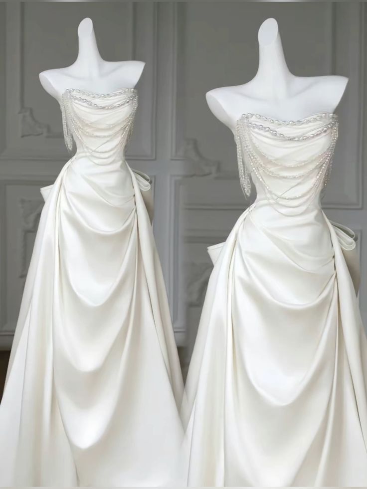 Elegant White Wedding Dresses With Train Mermaid Bridal Gowns