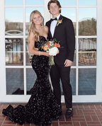 Sexy Mermaid Sweetheart Neckline Sequin Black Girl Red Evening Gown Prom Dresses