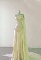 Classy Sheath One Shoulder Pink Long Chiffon Evening Gown Prom Dresses