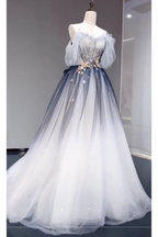 Aesthetic Ball Gown Off The Shoulder Tulle Party Dress Long Prom Dress Evening Dresses